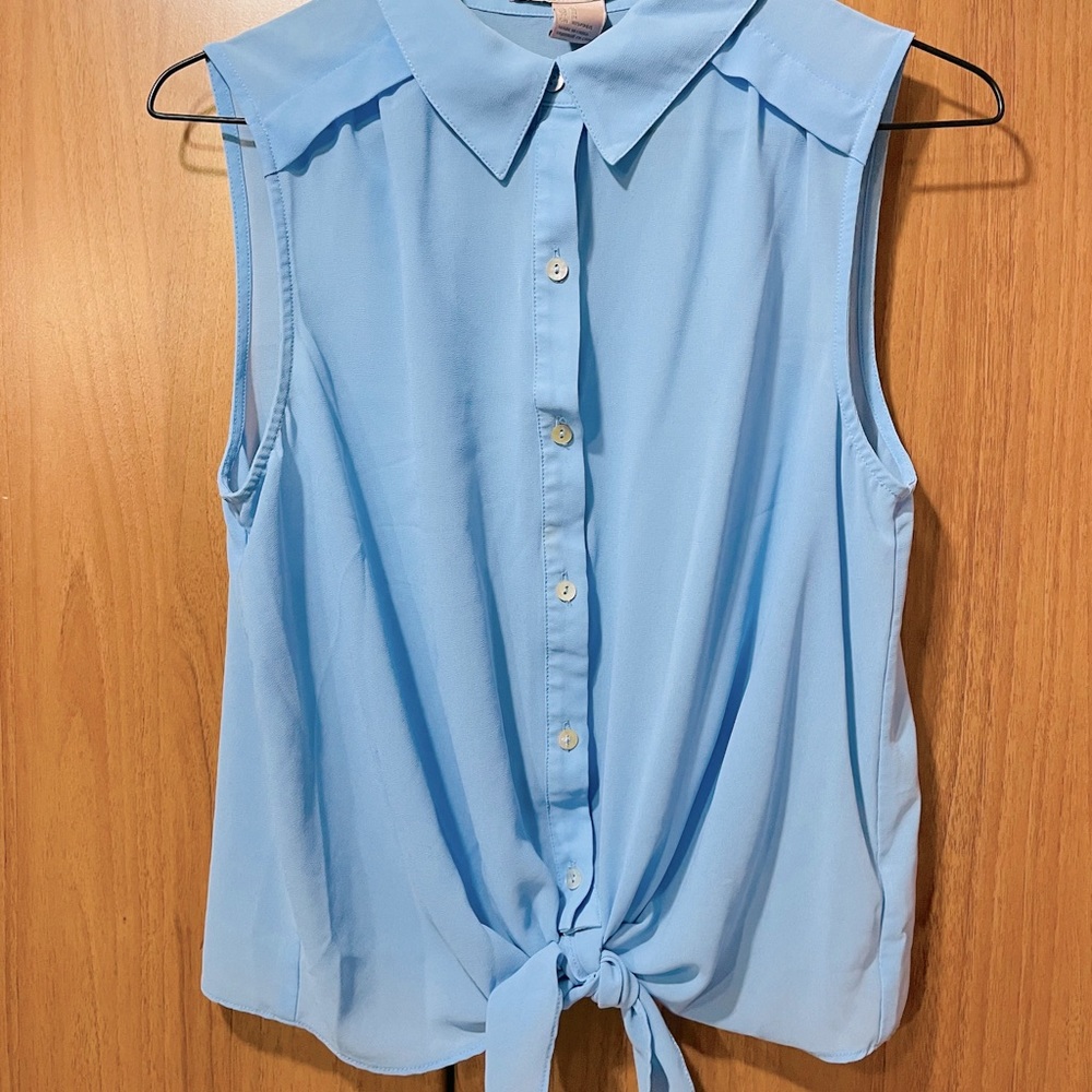 Sky blue button down shirt